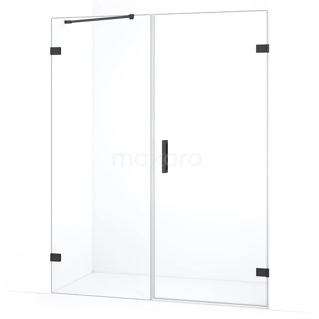 Diamond Shower door | 145 cm Black chrome Clear glass Pivot door DDC220708220BC