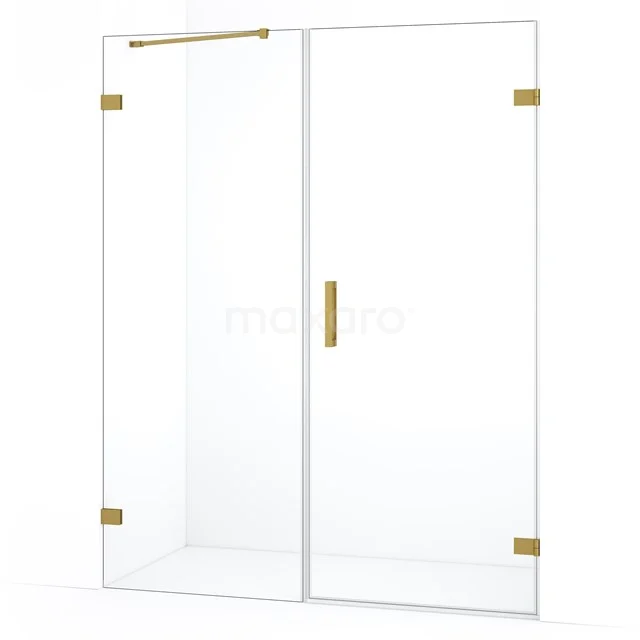 Duschtür Diamond DDC220708220GG Glas Duschwand mit goldfarbenen Scharnieren und Haltegriff, modernes Design, perfekt für ein stilvolles Badezimmer.