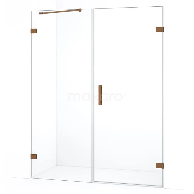 Diamond Douchedeur | 135 cm Koper Helder glas Draaideur DDC220707220KP