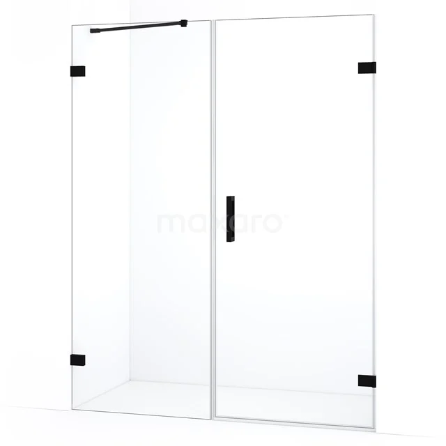 Diamond Douchedeur | 145 cm Mat zwart Helder glas Draaideur DDC220708220MB