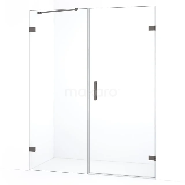 Diamond Douchedeur | 145 cm Zwart metaal Helder glas Draaideur DDC220807220ZM