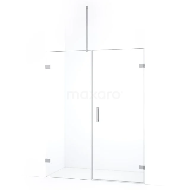 Diamond Duschtür | 145 cm Chrom Klarglas Drehtür DDC220807720C Glas Duschwand mit zweiteiligen Türen, minimalistisches Design, klares Sicherheitsglas und silberne Scharniere.