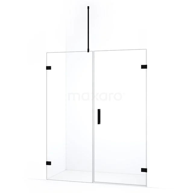 Diamond Shower door | 145 cm Matte black Clear glass Pivot door DDC220807720MB