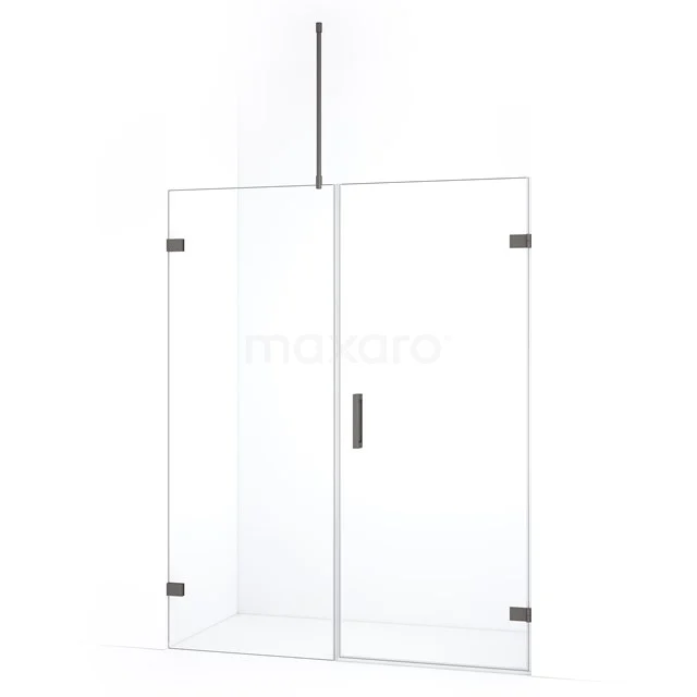 Diamond Douchedeur | 145 cm Zwart metaal Helder glas Draaideur DDC220807720ZM