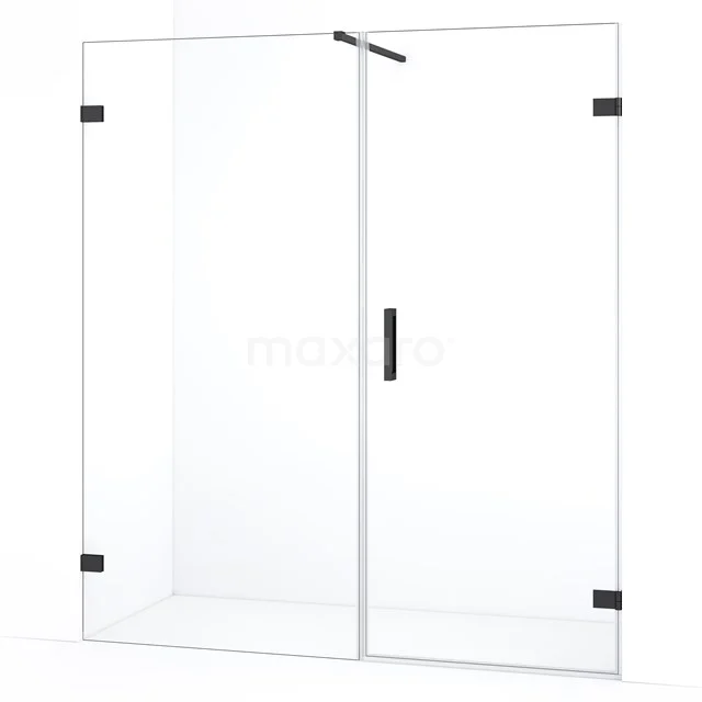 Diamond Douchedeur | 155 cm Zwart chroom Helder glas Draaideur DDC220709120BC