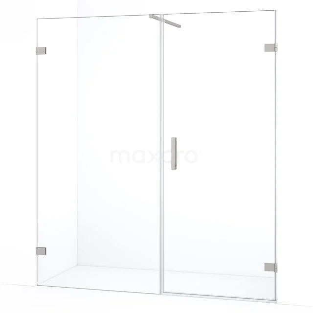 Diamond Duschtür | 175 cm Edelstahl Klarglas Drehtür DDC220810120BR Glas Duschwand mit klaren Paneelen, silbernen Scharnieren und Haltegriff, perfekt für eine moderne Badezimmergestaltung.