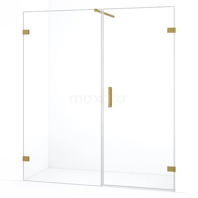 Diamond Duschtür | 165 cm Gold Klarglas Drehtür DDC220710120GG Glas Duschwand mit goldfarbenen Details, schlankes Design und klappbare Tür; perfekt für ein modernes Badezimmer.