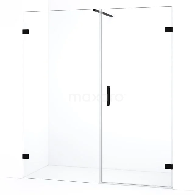 Diamond Douchedeur | 155 cm Mat zwart Helder glas Draaideur DDC220709120MB