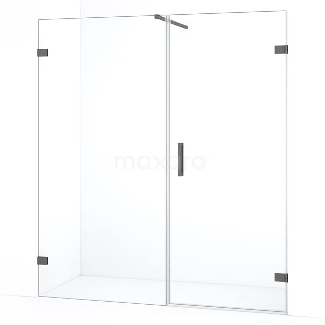 Diamond Douchedeur | 155 cm Zwart metaal Helder glas Draaideur DDC220709120ZM