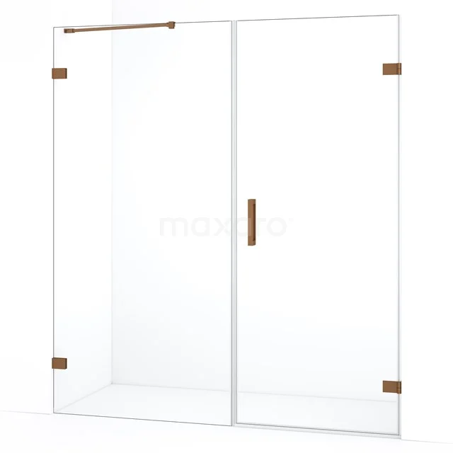 Diamond Shower door | 165 cm Copper Clear glass Pivot door DDC220809220KP