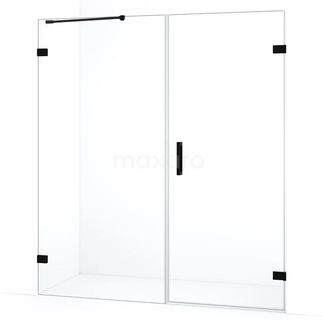 Diamond Duschtür | 155 cm Matt Schwarz Klarglas Drehtür DDC220709220MB Glas Duschwand mit Schiebetür, moderne Ausstrahlung, transparentes Sicherheitsglas, schwarze Beschläge, ideal für das Badezimmer.