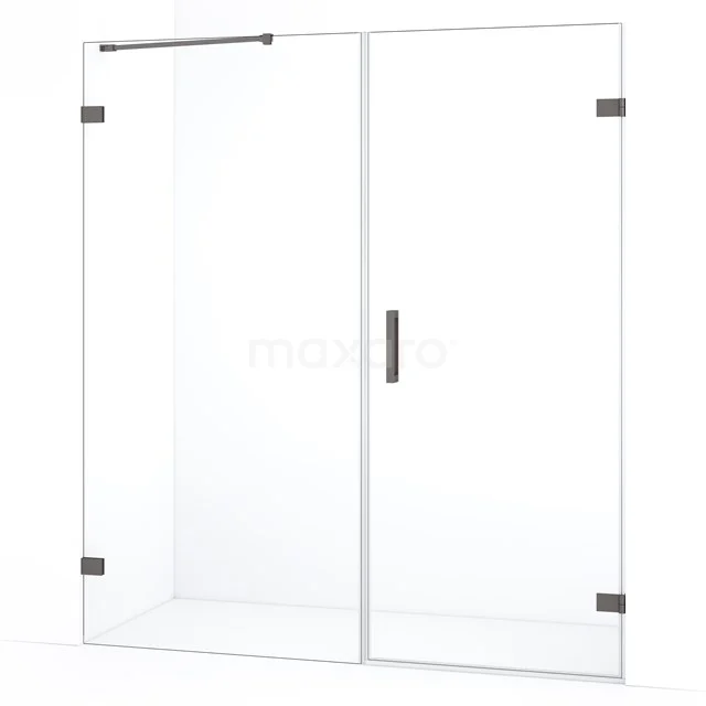 Diamond Douchedeur | 155 cm Zwart metaal Helder glas Draaideur DDC220709220ZM