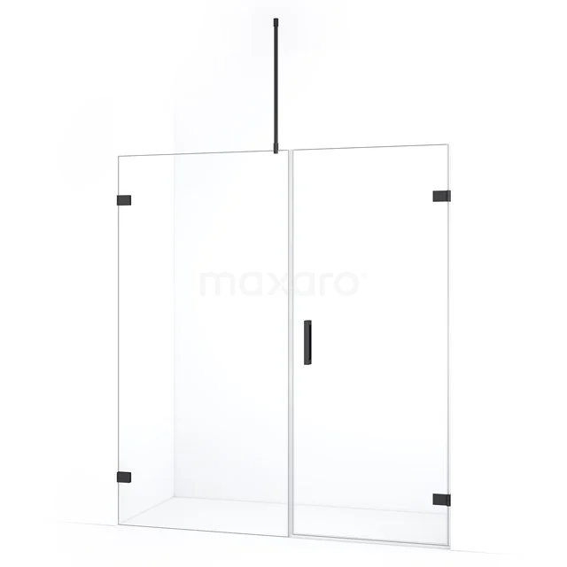 Diamond Shower door | 155 cm Black chrome Clear glass Pivot door DDC220709720BC