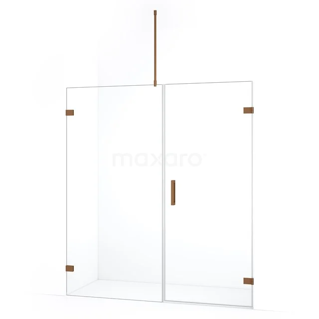 Diamond Duschtür | 175 cm Kupfer Klarglas Drehtür DDC220810720KP Duschwand mit Klarglas und Matt Schwarz Akzenten, perfekt für ein stilvolles und modernes Badezimmer.