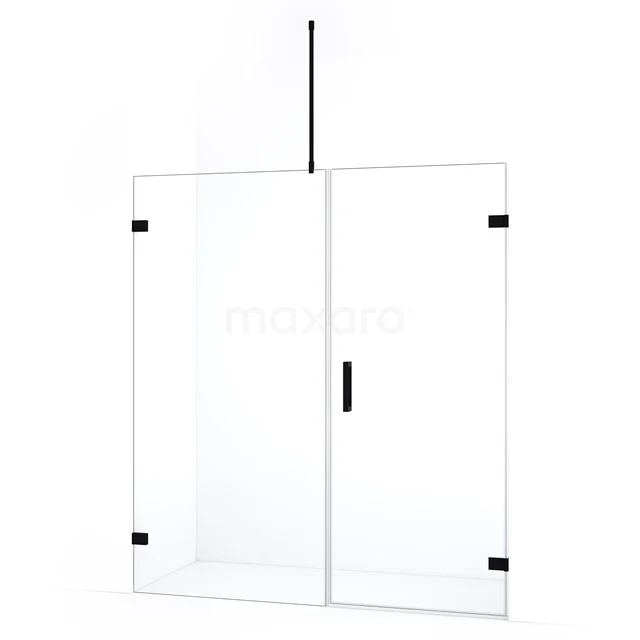 Diamond Douchedeur | 155 cm Mat zwart Helder glas Draaideur DDC220709720MB