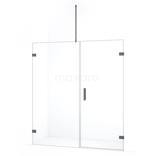 Diamond Douchedeur | 155 cm Zwart metaal Helder glas Draaideur DDC220709720ZM