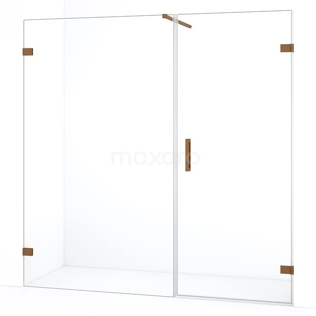 Diamond Shower door | 185 cm Copper Clear glass Pivot door DDC220811120KP
