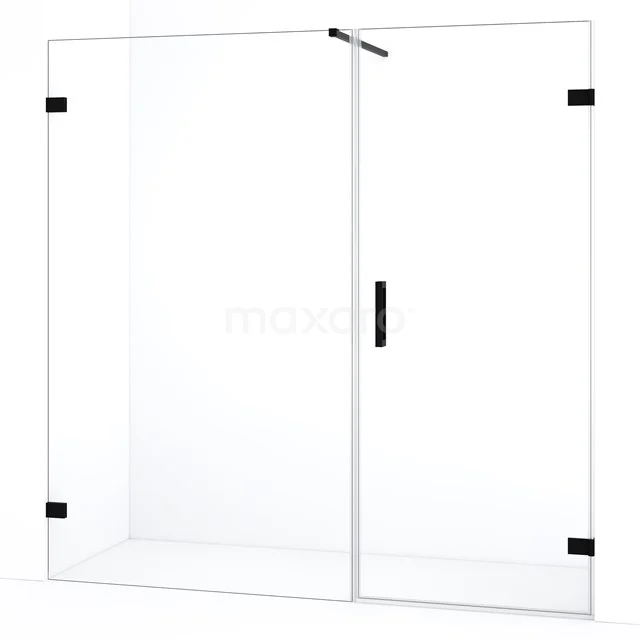 Diamond Duschtür | 185 cm Matt Schwarz Klarglas Drehtür DDC220712120MB Duschwand aus Klarglas mit schwarzen Stahlakzenten, elegantes Design, ideal für ein modernes Badezimmer.