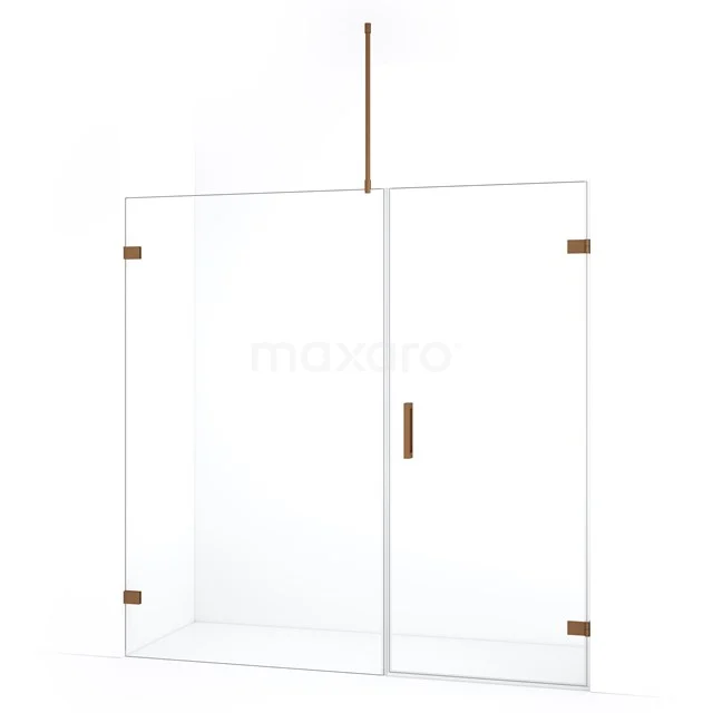 Diamond Shower door | 185 cm Copper Clear glass Pivot door DDC220811720KP