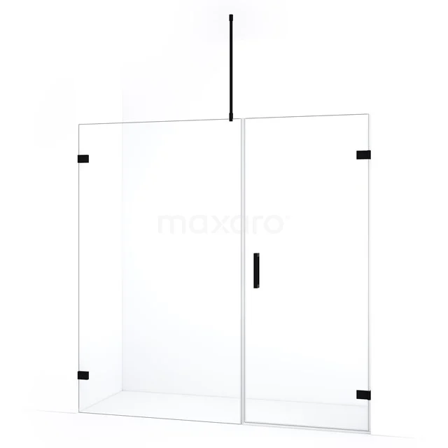 Diamond Shower door | 185 cm Matte black Clear glass Pivot door DDC220811720MB