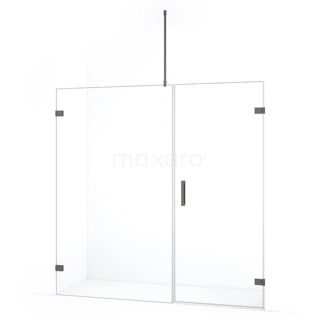 Diamond Douchedeur | 175 cm Zwart metaal Helder glas Draaideur DDC220711720ZM