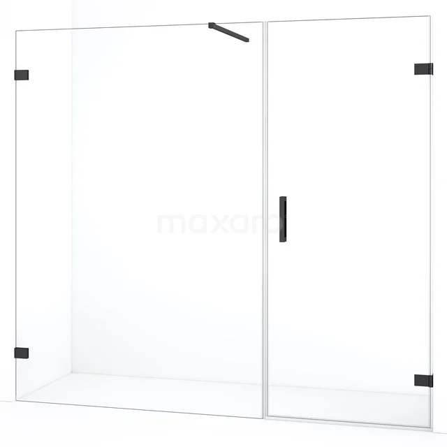 Diamond Douchedeur | 195 cm Zwart chroom Helder glas Draaideur DDC220713120BC