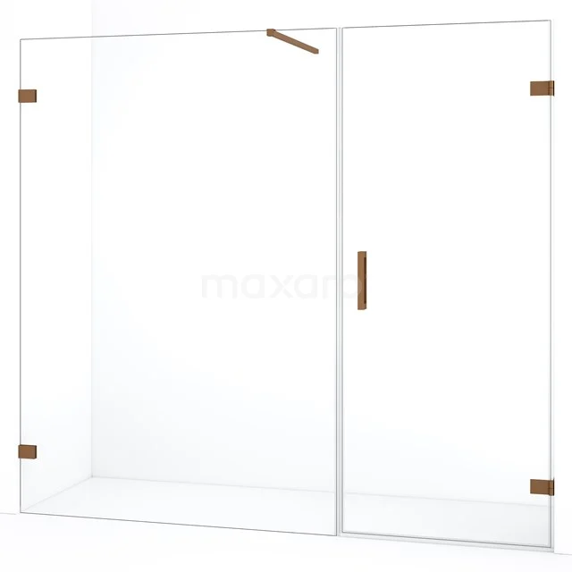 Diamond Shower door | 205 cm Copper Clear glass Pivot door DDC220714120KP