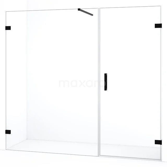 Diamond Douchedeur | 195 cm Mat zwart Helder glas Draaideur DDC220713120MB