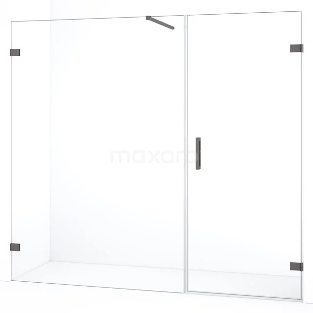 Diamond Douchedeur | 205 cm Zwart metaal Helder glas Draaideur DDC220714120ZM