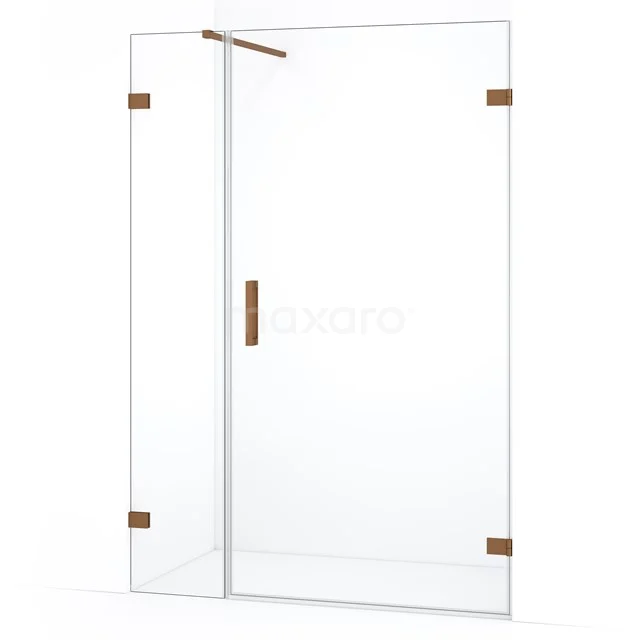 Diamond Shower door | 135 cm Copper Clear glass Pivot door DDC221004120KP