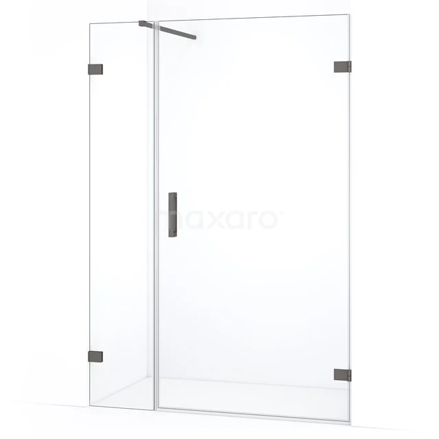 Diamond Douchedeur | 115 cm Zwart metaal Helder glas Draaideur DDC220903120ZM