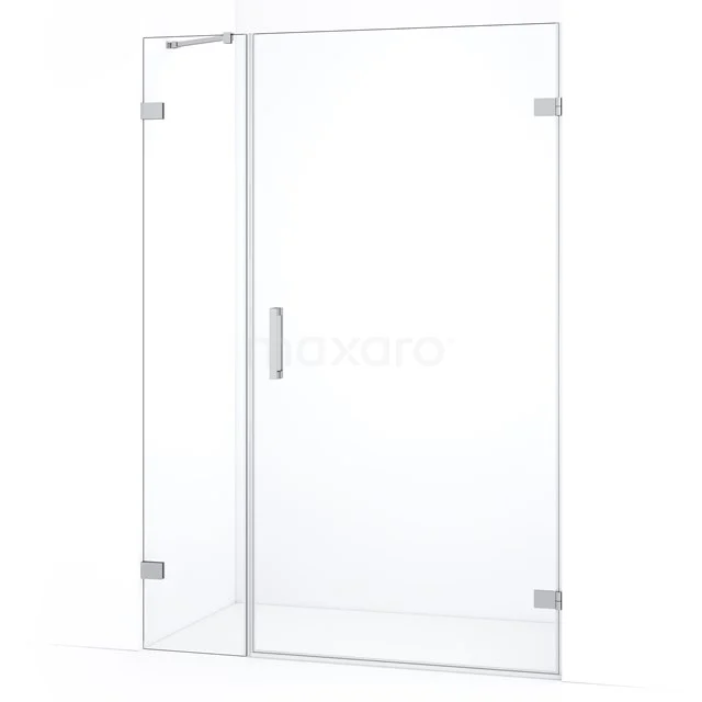 Diamond Shower door | 125 cm Chrome Clear glass Pivot door DDC221003220C