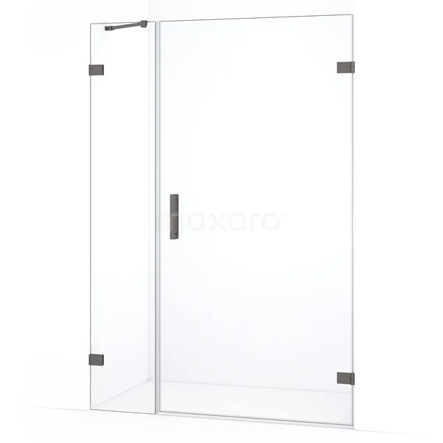 Diamond Douchedeur | 115 cm Zwart metaal Helder glas Draaideur DDC220903220ZM