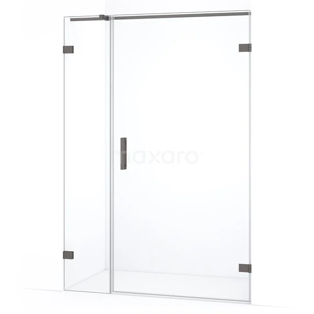 Diamond Shower door | 125 cm Black metal Clear glass Pivot door DDC221003320ZM