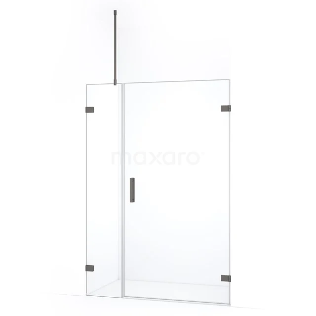 Duschtür Diamond DDC220904720ZM Glas Duschtür mit Eckdrehung, Klarglas, Schwarz Metall Scharniere und Haltegriff, perfekt für ein modernes Badezimmer.