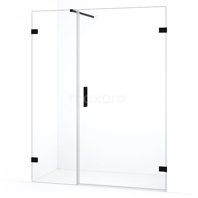Diamond Shower door | 145 cm Matte black Clear glass Pivot door DDC221005120MB
