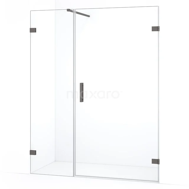 Diamond Douchedeur | 145 cm Zwart metaal Helder glas Draaideur DDC220906120ZM