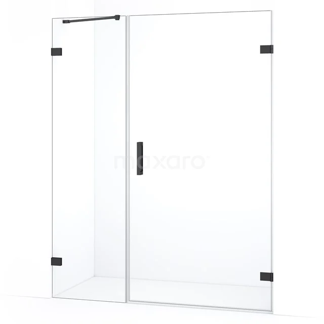 Diamond Shower door | 145 cm Black chrome Clear glass Pivot door DDC221005220BC
