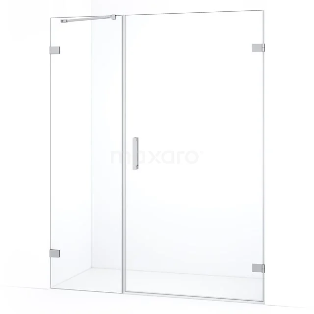 Diamond Shower door | 145 cm Chrome Clear glass Pivot door DDC221005220C