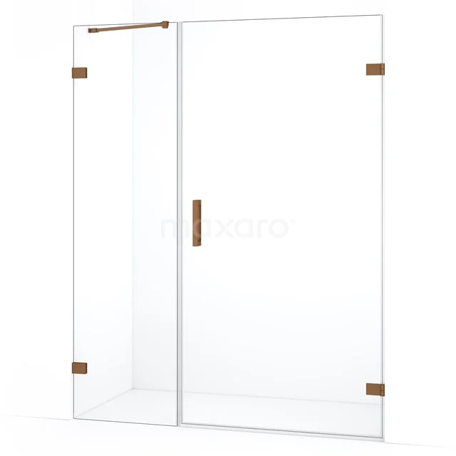 Diamond Douchedeur | 145 cm Koper Helder glas Draaideur DDC220906220KP