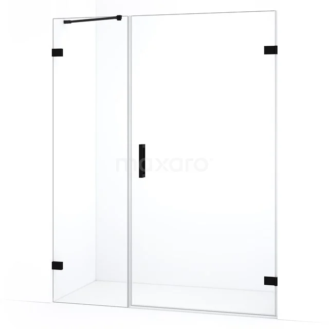 Diamond Shower door | 145 cm Matte black Clear glass Pivot door DDC221005220MB