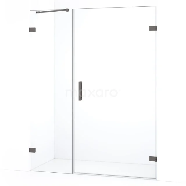 Diamond Douchedeur | 135 cm Zwart metaal Helder glas Draaideur DDC220905220ZM