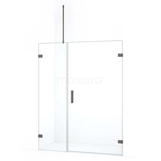 Diamond Douchedeur | 135 cm Zwart metaal Helder glas Draaideur DDC220905720ZM