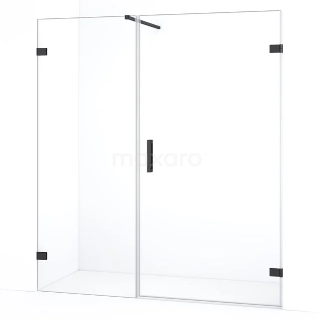 Diamond Douchedeur | 155 cm Zwart chroom Helder glas Draaideur DDC220907120BC