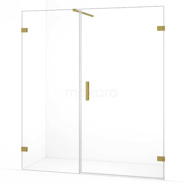 Diamond Duschtür | 155 cm Gold Klarglas Drehtür DDC220907120GG Glas Duschwand mit goldfarbenen Scharnieren und Haltegriff, luxuriöses Design für eine moderne Badezimmer Einrichtung.