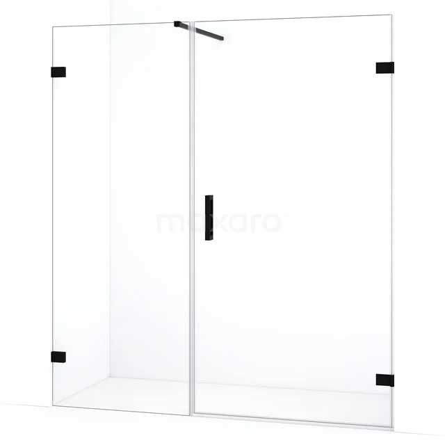 Diamond Douchedeur | 155 cm Mat zwart Helder glas Draaideur DDC220907120MB