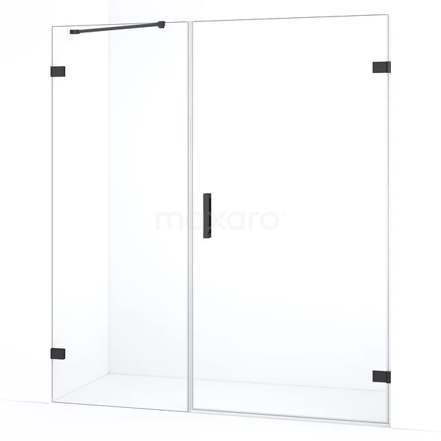 Diamond Duschtür | 175 cm Schwarzchrom Klarglas Drehtür DDC221008220BC Glas Duschwand mit Schwarz Verarbeitung, minimalistisches Design, geeignet für moderne Bäder.