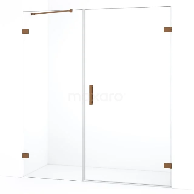 Diamond Shower door | 165 cm Copper Clear glass Pivot door DDC221007220KP