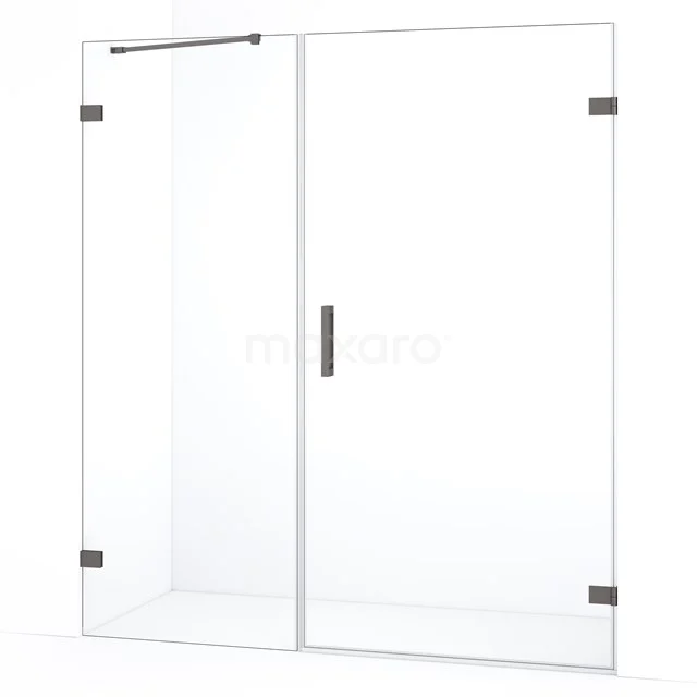 Diamond Douchedeur | 155 cm Zwart metaal Helder glas Draaideur DDC220907220ZM