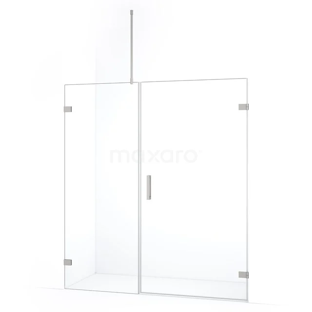 Klares Glas Duschwand mit Scharnier Tür, minimalistisches Design, ideal für ein modernes Badezimmer.